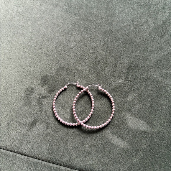 Jewelry - Elegant Pink Beaded Hoop Earrings silver 925